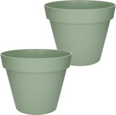 2x stuks bloempotten Toscane kunststof groen D40 x H32 cm - 23 liter - Potten/plantenpotten