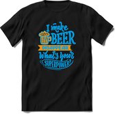 I make beer disappear | Feest kado T-Shirt heren - dames | Blauw | Perfect drank cadeau shirt |Grappige bier spreuken - zinnen - teksten