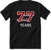 77 Years - Feest kado T-Shirt Heren / Dames - Rood / Grijs - Perfect Verjaardag Cadeau Shirt - grappige Spreuken, Zinnen en Teksten. Maat S