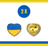 2 x Pin Hartje Oekraine Vlag bedrukt | Support pin hart Oekraïne | Heart Ukraine | Speld - Broche Vlag Oekraine