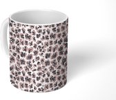 Mok - Koffiemok - Panterprint - Roze - Grijs - Patronen - Mokken - 350 ML - Beker - Koffiemokken - Theemok