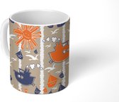 Mok - Koffiemok - Boot - Vogel - Vintage - Patroon - Jongen - Mokken - 350 ML - Beker - Koffiemokken - Theemok