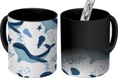 Magische Mok - Foto op Warmte Mokken - Koffiemok - Patronen - Water - Walvis - Magic Mok - Beker - 350 ML - Theemok