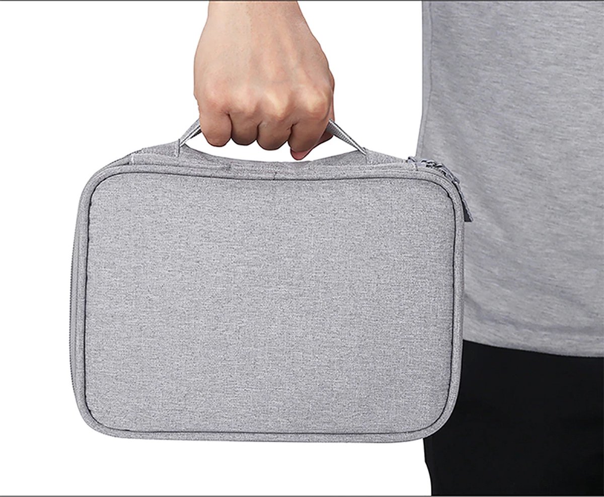 Travel Electronics Organizer, Waterdichte Kabel Organizer Tas voor Elektronische Accessoires Dubbellaags Grote Schokbestendige Kabel Opbergtas voor Koord, Power Bank, Tablet (tot iPad 11) - Zwart