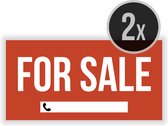 Magneet "For sale" | Opvallende banner | met witte zone voor telefoonnummer | 60 x 30 cm | Rood | Car for sale | Auto verkopen | Auto te koop | Wagen verkopen | Voertuig | 2 stuks