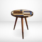 Bijzettafel - Rond - Massief Beukenhouten poten - Moderne Bijzettafel - Kleine Salontafel - Hoogte 50 cm x Ø45 cm - Goud - Desig - Hoogte 50 cm x Ø45 cm - Bruin - Beige - Ivoor