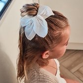 Haarspeldje met knoop en strik  - Cream linen | Meisje