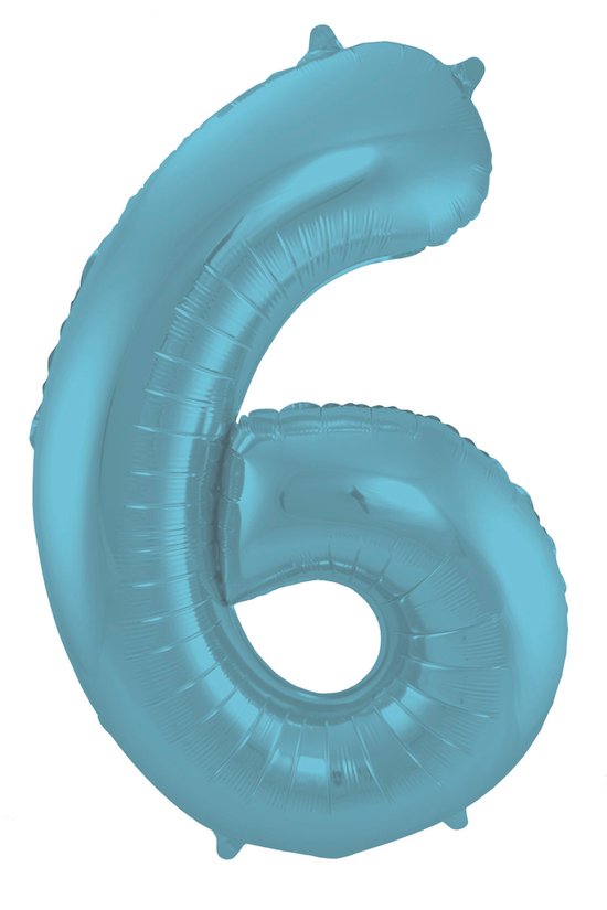 Folieballon 6 jaar metallic pastel blauw mat 86cm