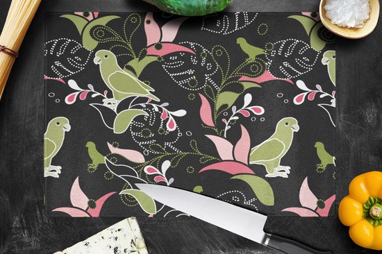 Planche à découper en Verres - 39x28 - Jungle - Vogel - Motifs - Planches à découper en Glas