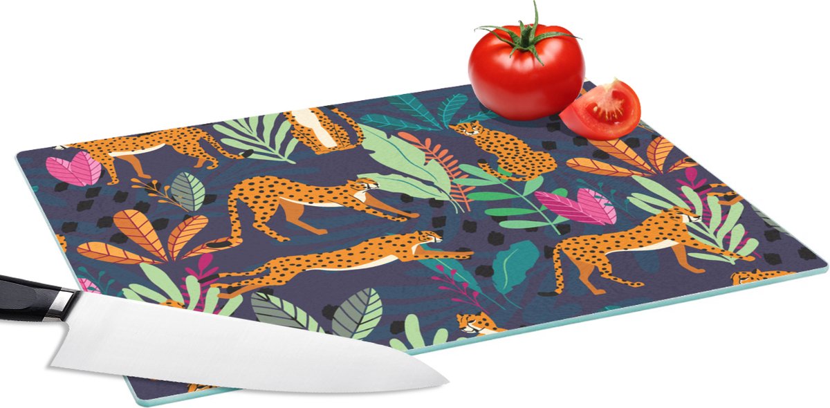 Glazen Snijplank - 39x28 - Patroon - Cheetah - Jungle - Snijplanken Glas