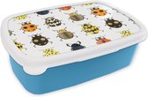 Broodtrommel Blauw - Lunchbox - Brooddoos - Kever - Insecten - Design - 18x12x6 cm - Kinderen - Jongen