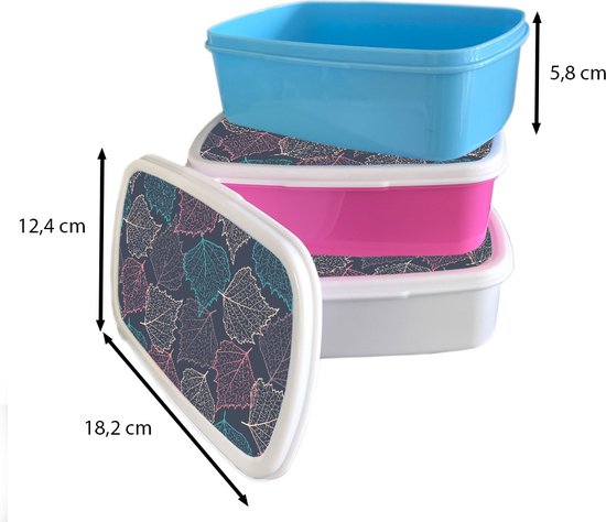 Lunch box Wit - Lunch box - Boîte à pain - Automne - Motifs - Feuilles - 18x12x6 cm - Adultes