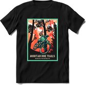 Mountainbike Trails | TSK Studio Mountainbike kleding Sport T-Shirt | Roze - Lime | Heren / Dames | Perfect MTB Verjaardag Cadeau Shirt Maat S