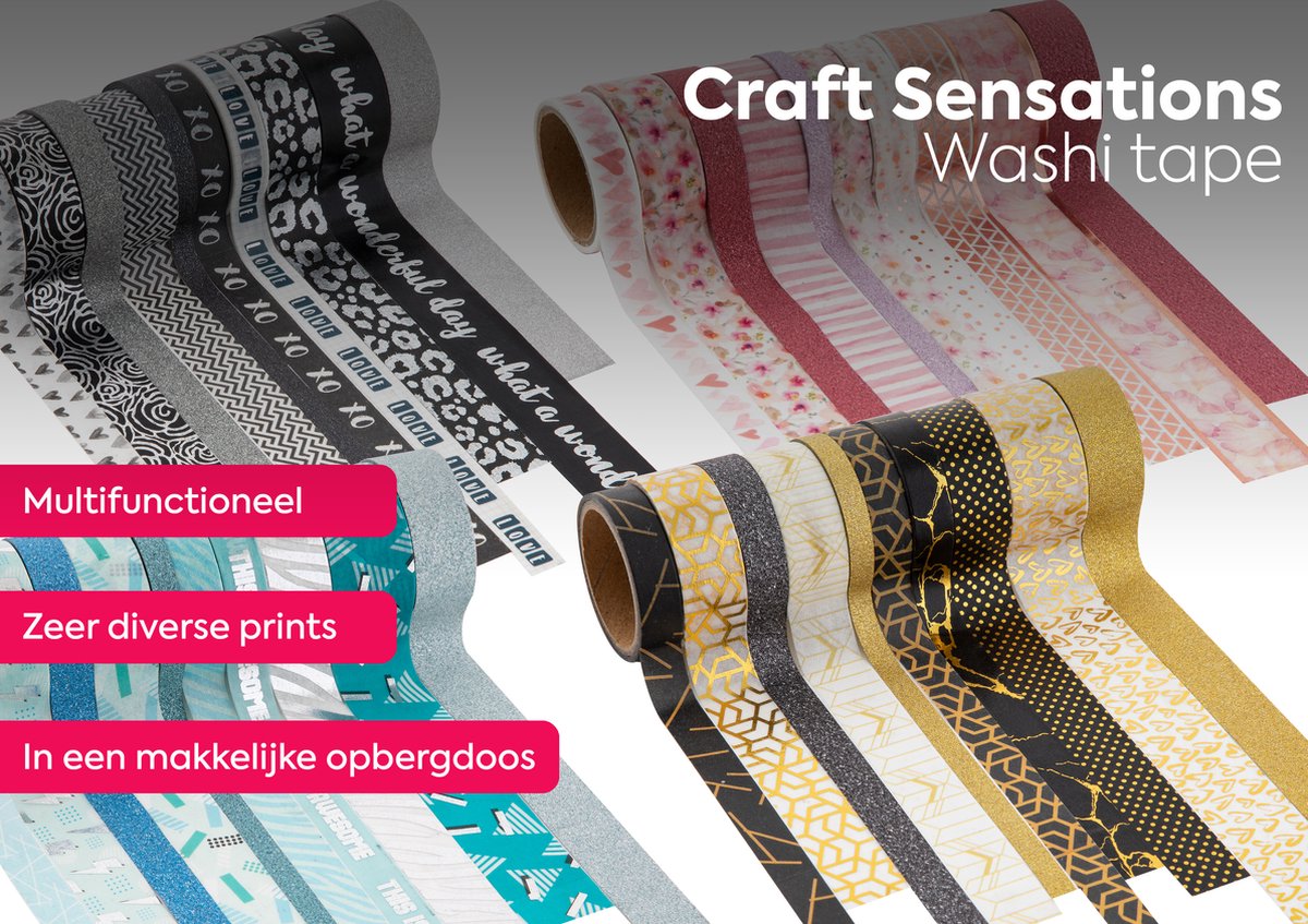 Washi Tape 40pcs - rollen van elk 3 meter - washi-tapes in 40 unieke ontwerpen voor handwerk, journaling, scrapbooking — afbeelding 2