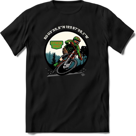 Coordinates | TSK Studio Mountainbike kleding Sport T-Shirt | Groen - Oranje | Heren / Dames | Perfect MTB Verjaardag Cadeau Shirt Maat XXL
