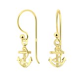 Joy|S - Zilveren anker oorbellen - oorhangers - 14k goudplating