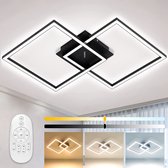 Dimbare led-plafondlamp met afstandsbediening, 25 W aluminium plafondlamp 2700 K-6000 K, warm natuurlijk koud wit licht, dubbel frame lamp, decoratieve kroonluchter voor woonkamer,