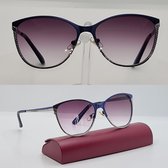 Dames zwarte zonnebril +3,0 met brillenkoker en microvezeldoekje, cat eye bril met getinte grijze lenzen, bril met getinte lens, bril op sterkte +3.0, lichtgewicht comfortabele zon