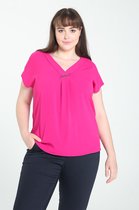 Promiss - Female - T-shirt in twee stoffen met fantasiejuweel  - Fushia