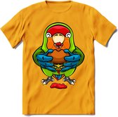 Lekkerbek papegaai T-Shirt Grappig | Dieren vogel agapornis Kleding Kado Heren / Dames | Fastfood Cadeau shirt - Geel - 3XL