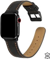 Q-DESYN® Apple Watch bandje - Leer - 42 mm - 44 mm - 45 mm - Zwart