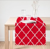 De Groen Home Bedrukt Velvet textiel Tafelloper - Rode ogea patroon - Fluweel - Runner 45x135