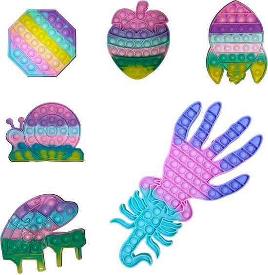 Fidget Toys Pakket 6x Inclusief XXL 28x19 CM Pop it fidget toy