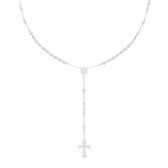 Yehwang - Ketting - Kruis - Rozenkrans - Stainless Steel - Zilverkleur