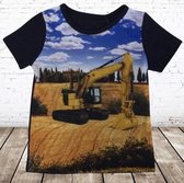 Kinder t-shirt met gele graafmachine -s&C-98/104-t-shirts jongens