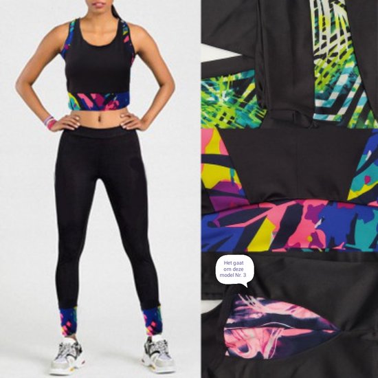 Sport Fitness Set maat XL/XXL gemaakt van Bamboo Knitwear Top + legging (zwart/roze/wit/Paars) Model nr. 3