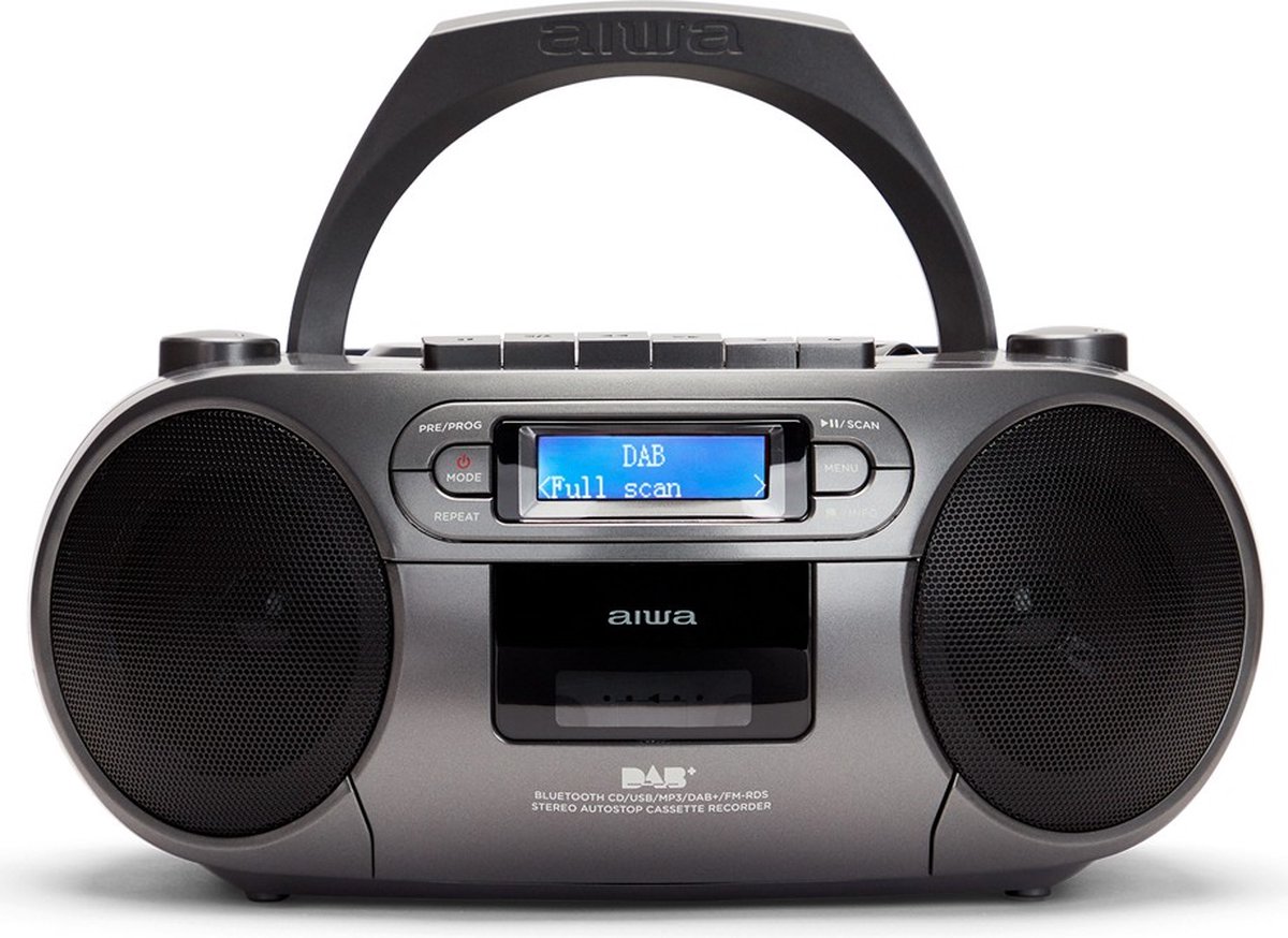 Aiwa BBTC-660DAB Grijs draagbare DAB+/FM radio - met cd-speler, cassette, Bluetooth, USB