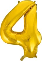 Folieballon 4 jaar Goud 66cm