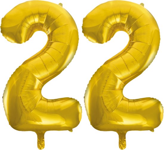 Folieballon 22 jaar Goud 66cm