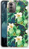 Silicone Back Cover Nokia G21 | G11 Telefoon Hoesje Orchidee Groen