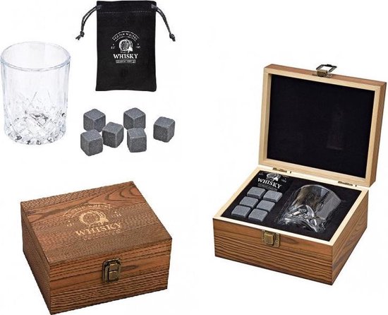 gewoontjes Normalisatie meel Luxe Whiskey Glas Cadeauset - Whisky Stones Set - Complete Whiskey Stenen -  Cadeau... | bol.com