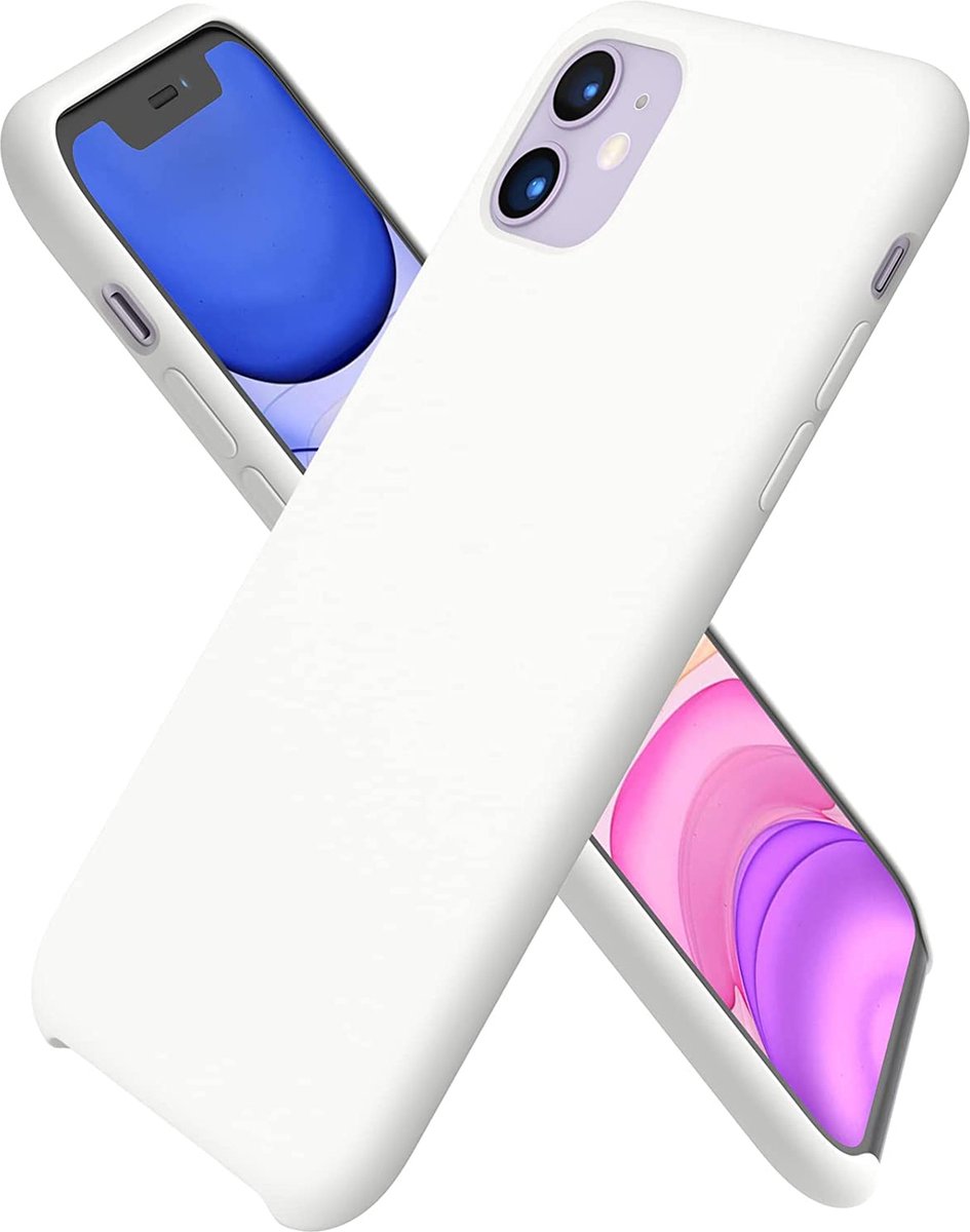 Siliconenhoes voor iPhone 11, ultradunne telefoonhoes van vloeibare silicone, bescherming voor Apple iPhone 11 (2019) 6,1 inch, wit
