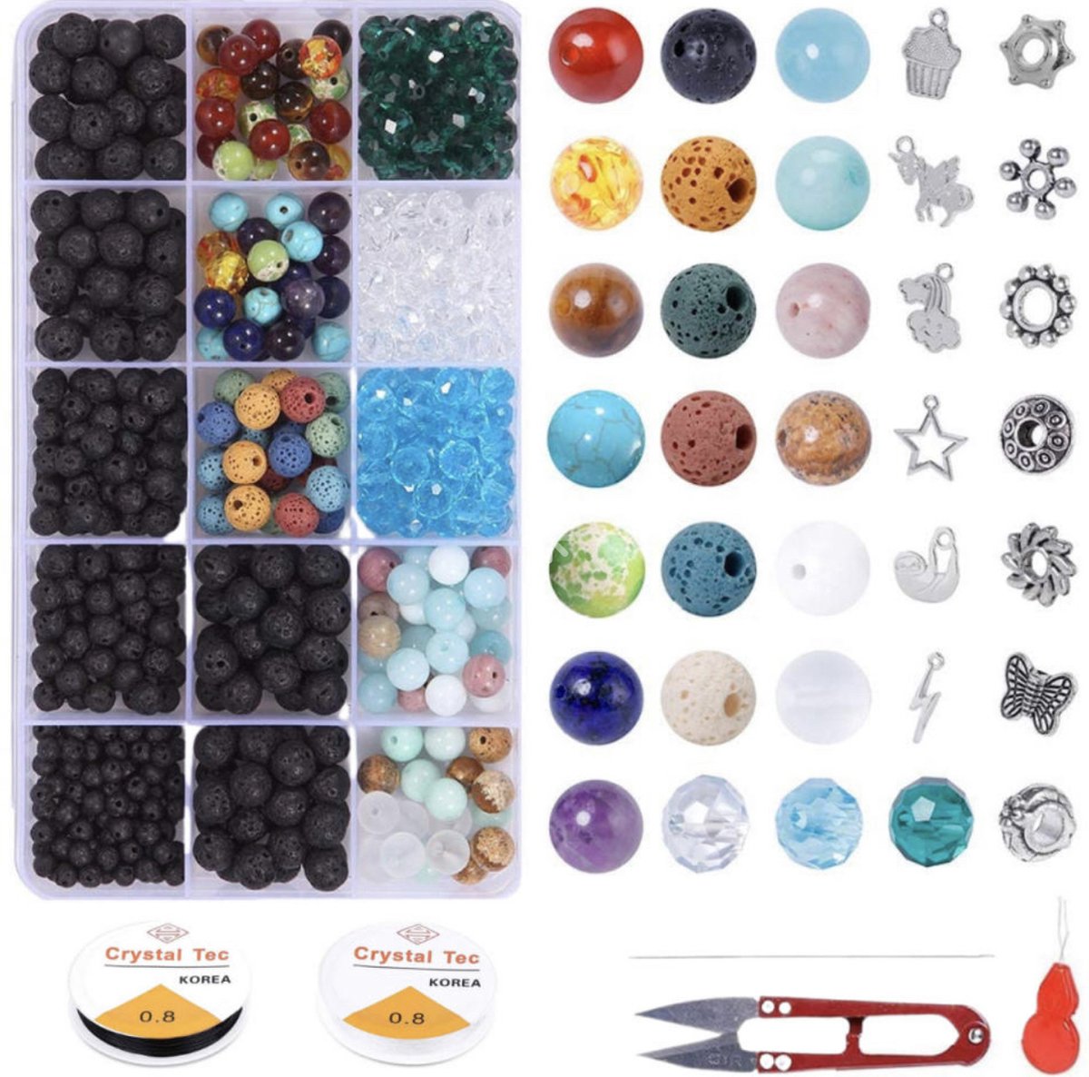 Without Lemons - Lavasteen Kralenset - DIY Sieraden Maken - Mix van Kralen - 630 stuks - Hobby - Cadeau