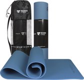 Bol.com Yoga mat - Fitness mat blauw - Sport mat - Yogamat anti slip & eco - Extra Dik - Duurzaam TPE materiaal - Incl Draagtas ... aanbieding