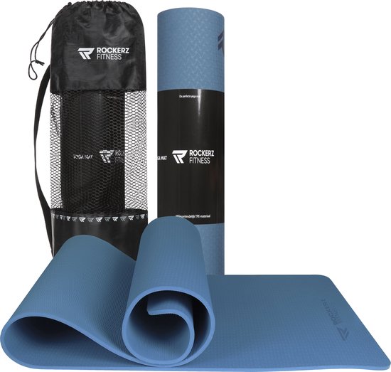 Yoga mat - Fitness mat blauw - Sport mat - Yogamat anti slip & eco - Extra...