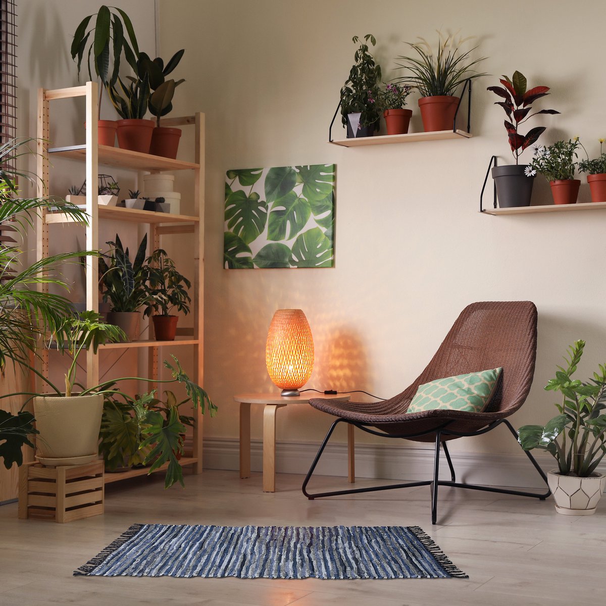 Relaxdays vloerkleed jute en katoen, 70x140 cm, zigzag-patroon, boho-stijl, handgeweven, voor hal en gang, beige-zwart