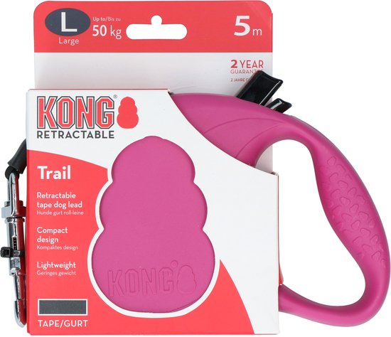 KONG Trail Rollijn Roze L - hondenriem tot 5 meter