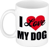 I love my dog / Ik hou van mijn hond cadeau koffiemok / theebeker wit - Cadeau mok voor honden liefhebber