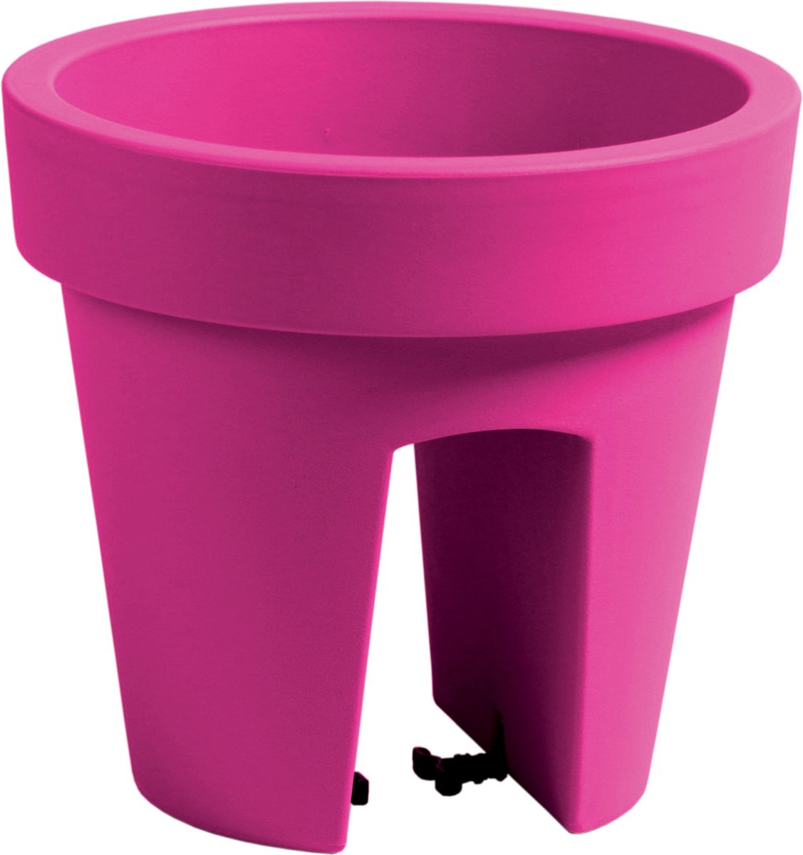 Balkon plantenpot/bloempot - fuchsia roze - 5 liter - kunststof - D25 x H23 cm - met relingklem