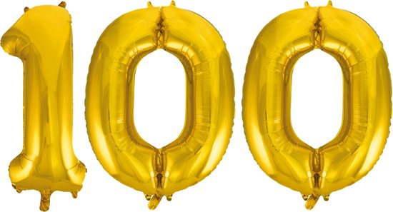 Folieballon 100 jaar Goud 66cm