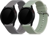kwmobile 2x armband geschikt voor Samsung Galaxy Watch 4 (40mm) - Bandjes voor fitnesstracker in grijs / pastelgroen