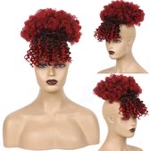 Afro High Buns with Bangs - Red