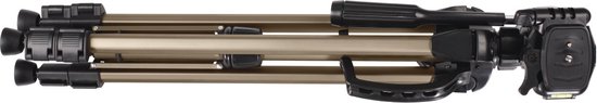 Gouden Hama Star 75 statief, platliggend, met zwarte onderdelen.
