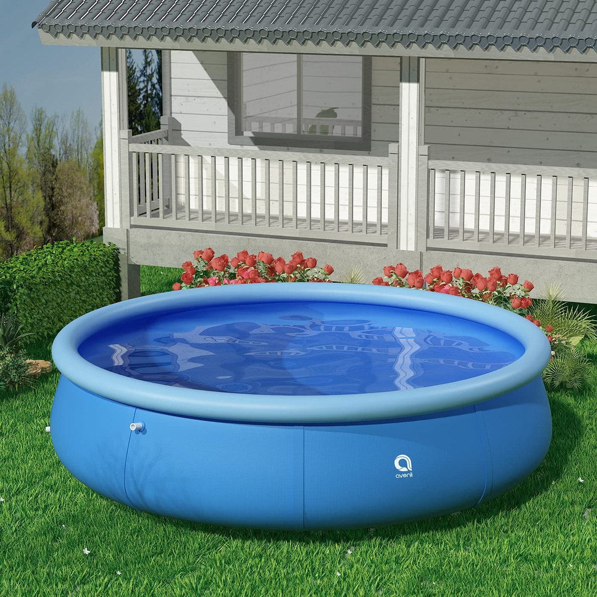 ROND zwembad - 360x90cm - opblaaszwembad - fastset - incl filter pomp + CE slang + LADDER