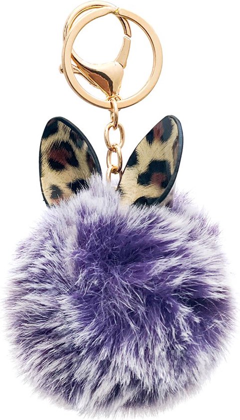 Porte-clés pendentif sphère pelucheuse - Accessoire clé/sac - violet