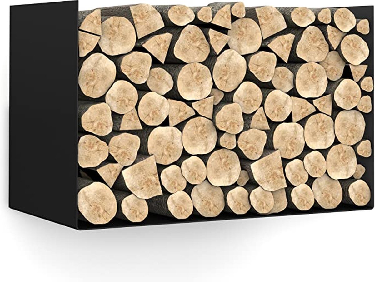 Gorillz Clark - Wandrek - Industrieel Wandrek van Metaal - Brandhout - Archiefkast - Zwart